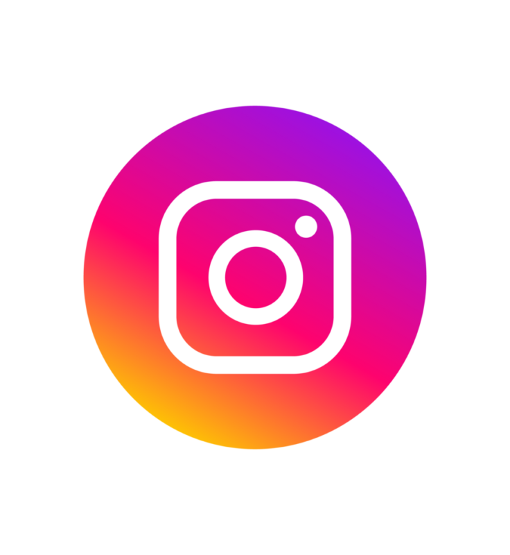 Логотип Instagram — біла камера на градієнтному рожево-помаранчево-фіолетовому колі.